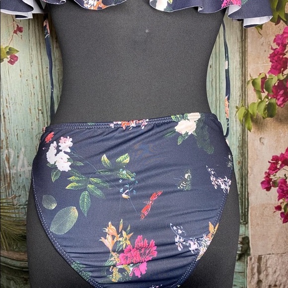 Two Piece Set Swimsuit Sexy Deep V Ruffle Bikini High Waist - Picture 7 of 10